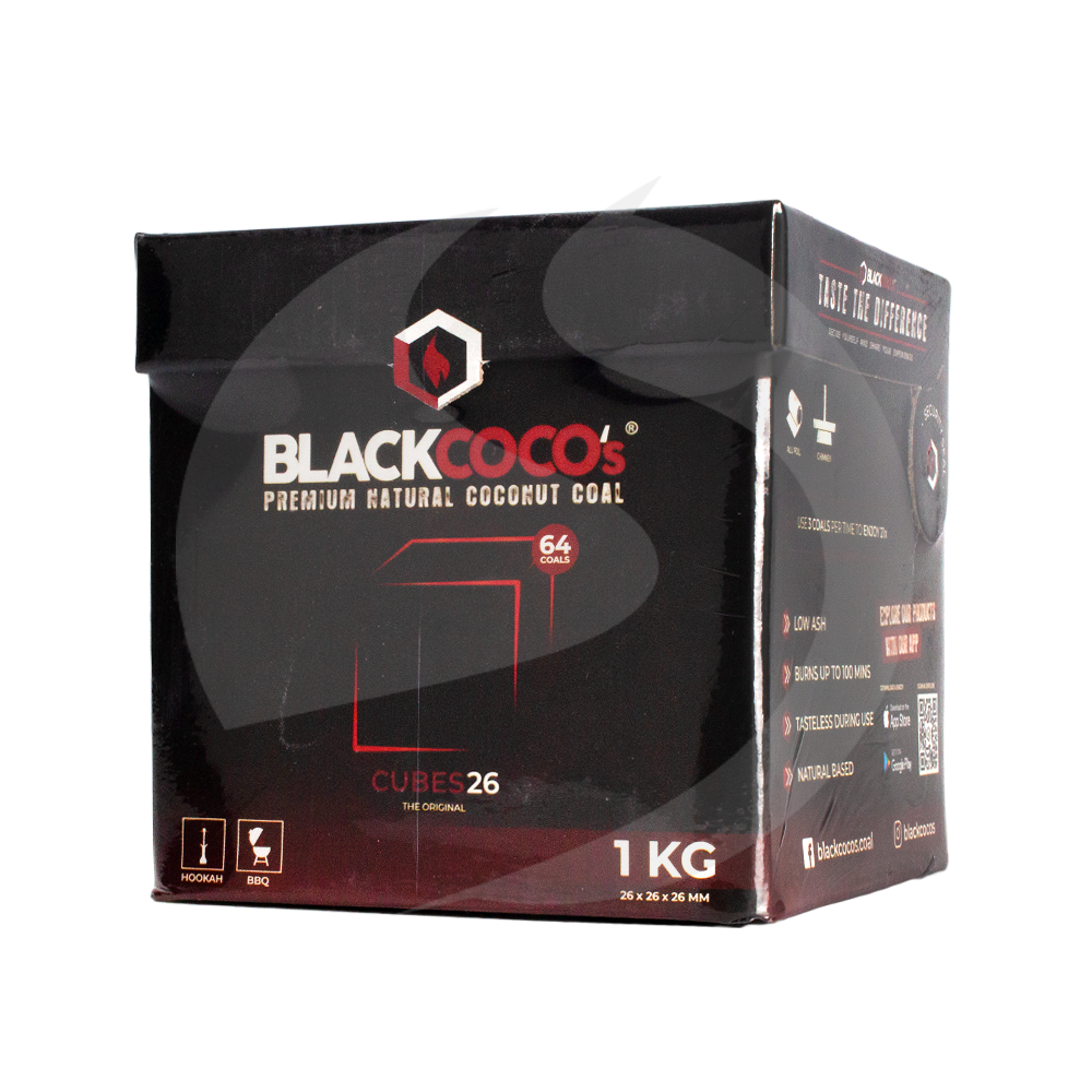 Black Coco's Premium Kokosnuss Naturkohle 1kg - 26mm